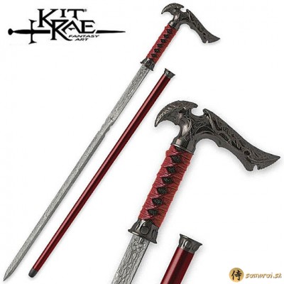 Kit Rae Axios Forged Sword Cane Damascus